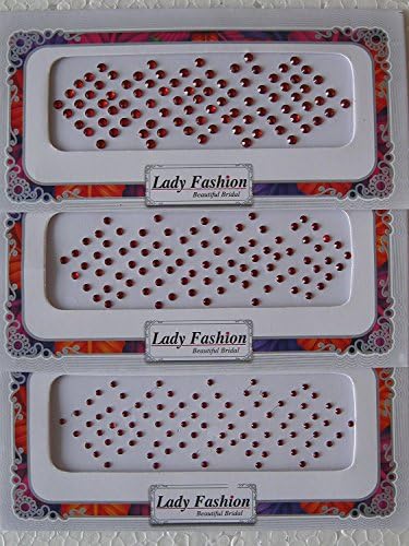 RSI USA - LADY FASHION - Red colored - Various sizes &amp; shapes - Self Adhesive Temporary tattoo reusable Body jewel stickers tilakam potu tika Face
