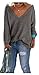 ETCYY Women's Long Sleeve Blouse Casual V Neck Knit Pullover Sweater Tops