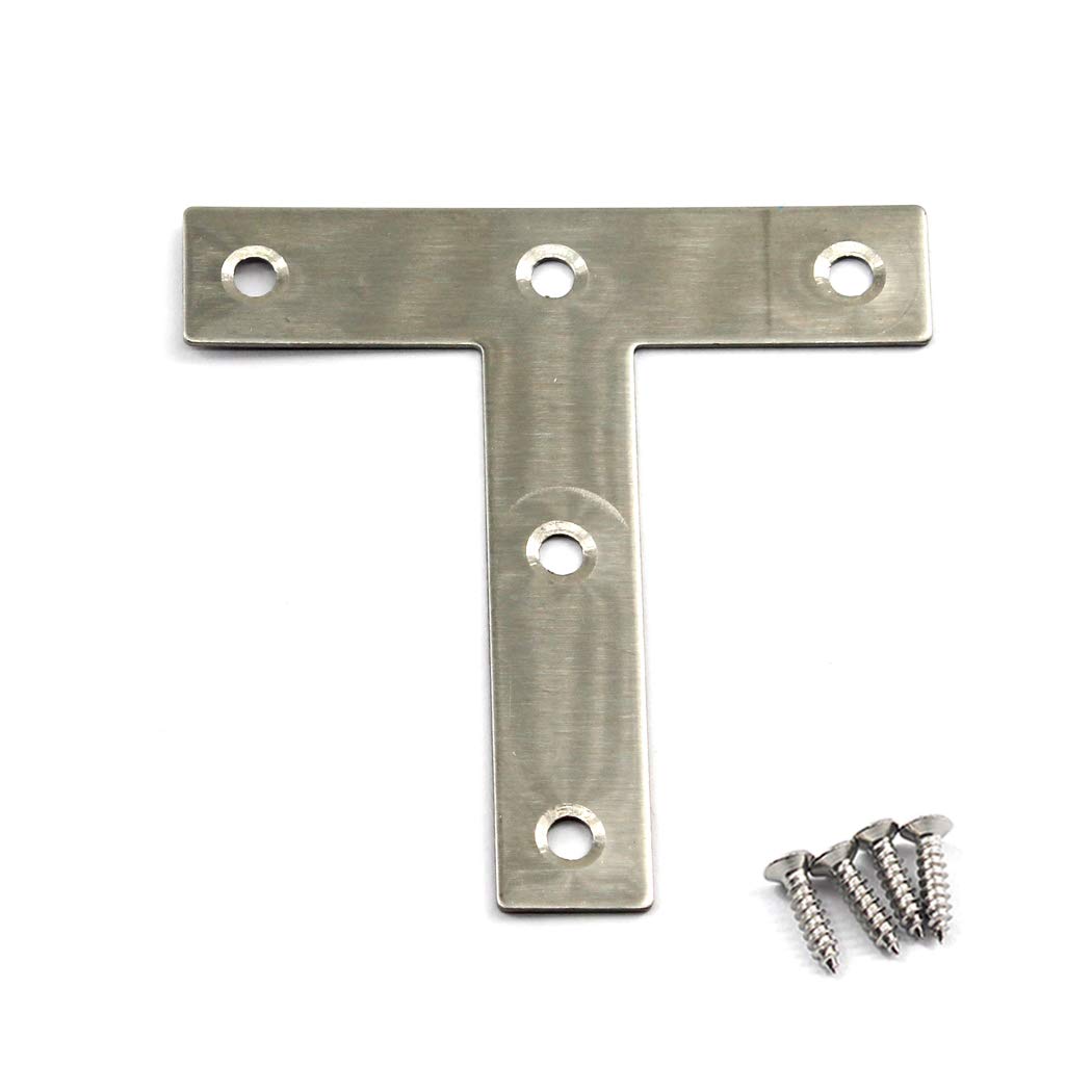 (10 Pieces) 80x80x1.5mmAngle Connector Corner Brackets (Thickness 1.5mm) Stainless Steel T Shape Brace Brackets with Screws