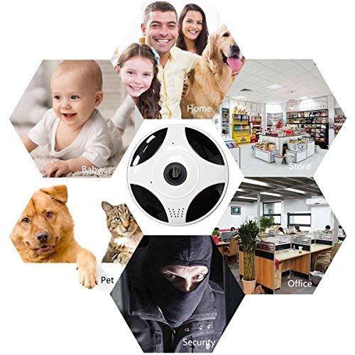 Wireless WiFi IP Camera, Giving Five Indoor Hidden Surveillance Spy Camera Home Security Camera with 360 Degree Wide Angle, IR Night Vision, 2-way Audio, Motion Detection