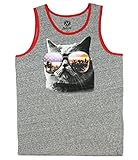 Feline Freedom Kitty Cat with Sunglasses Graphic Mens Tank Top (Large 42/44)