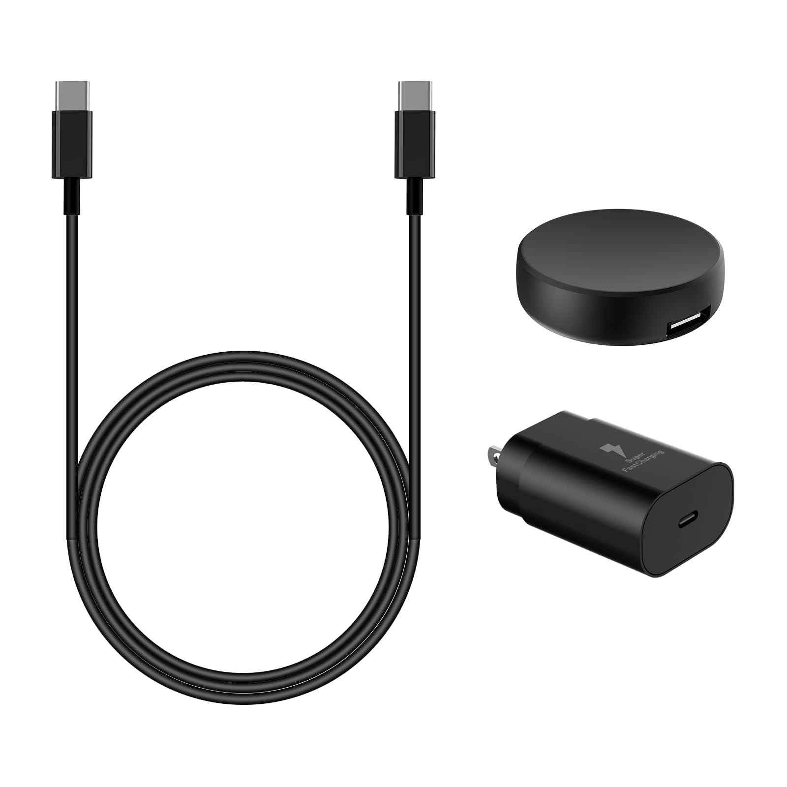 Galaxy Watch Charger(Split) C Charger Cable Fast Charging, 25W Super Fast Charger Compatible with Galaxy Watch 8/7/6/6 Classic/5 Pro/5/4/4 Classic and Galaxy S25 S24 S23 Ultra S22 Z flip 7 (5FT)