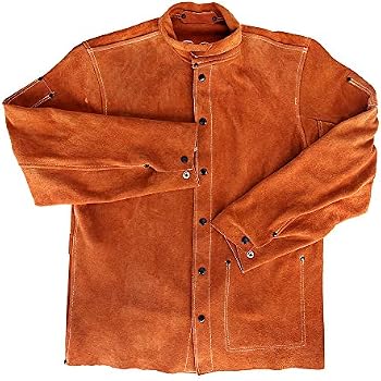 Lincoln Electric Heavy Duty Brown Leather Welding Jacket – Large, Flame-Resistant & Durable - View #7