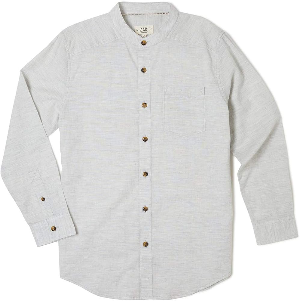 Grey mandarin collar shirt Clearance