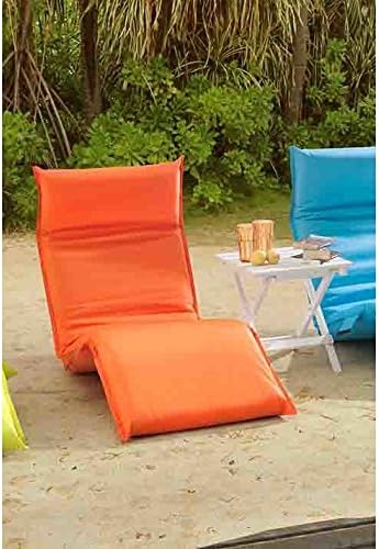 Outdoor Modern Foldable Chaise Lounge with Locking Ratchet System Made with Polyester/Polyester Blend in Orange 27.56'' H x 12'' W x 73.62'' D