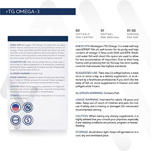 Anew Vita Norwegian rTG Omega3 Supplement. Reesterified Triglyceride