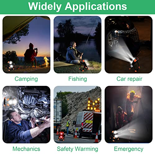 3000 Lumen LED Work Light, FRAPOW Rechargeable Work Light Cob & XPG LED Flashing Lights, 360° Rotating Mechanic Light Magnetic Base Waterproof for Job Site Car Repairing Construction Site(Orange)