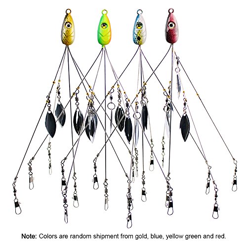 Lixada 5 Arms Alabama Umbrella Rigs with Barrel Swivels Fishing Lures Bait Rigs for Bass (4 Pcs) (Best Umbrella Rig For Striped Bass)