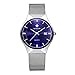 Fashion Mens Watch Mesh Band Japanese Analog Quartz Movt Thin Dial Date Wrist Watches,Blue