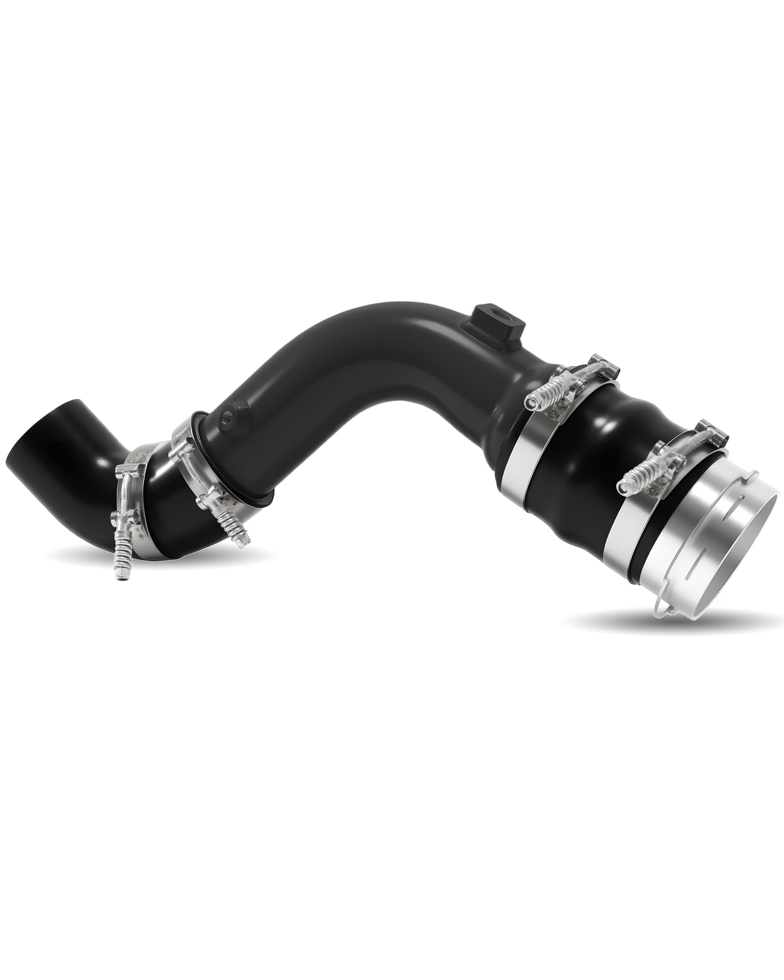 Photo 1 of Upgraded Turbo Intercooler Outlet Cold Side Charge Pipe with 4-Ply Silicone Boots Compatible with Ford Power Stroke 2017-2025 6.7L (Black)