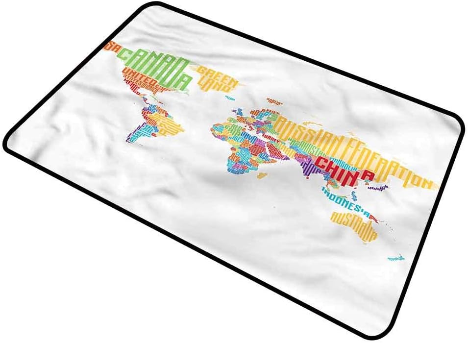DESPKON-HOME World Map, Floor Mat High School Classroom Map Original Durable Rubber Door Mat Indoor Outdoor, Waterproof, Easy Clean 24x36 Inch