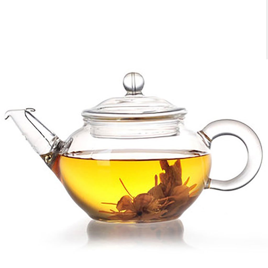 Lifeyz 250ml (8.6oz) One Cup of Tea Clear Small Glass Teapot Stainless Steel Wire Strainer Lid Heat Resistant Tea pot For Tea
