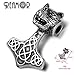 REAMOR 5pcs 316L Stainless Steel Wolf Head Thor's Hammer Celtic Mjolnir Viking Bead Connectors Charms for Jewelry Making