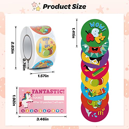 Reward Stickers for Kids and Students Punch Cards Set, Animal Motivational Stickers for Teacher Supplies,Encouraging Incentive Classroom Stickers,Teacher Classroom School Supplies (Unicorn Stickers)