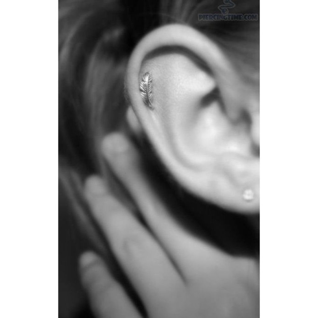 JSDDE Cadeau pour fête des Mères Argent & Steel Lobe/Tragus Bar - Plume Droit - Argent et Dore