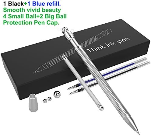 Fidget Pen Think Ink Pen Finger Toys Best Stress Reducer Relieves EDC ADHD Anxiety and Boredom (Silver)