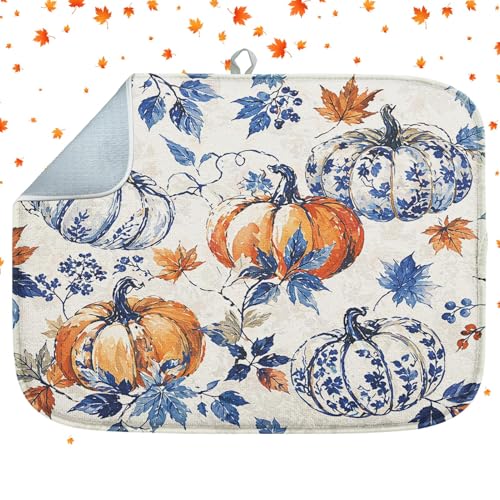 Sanwarm Absorbent Dish Drying Mat for Kitchen, 16" x 18" Pumpkin… at Amazon