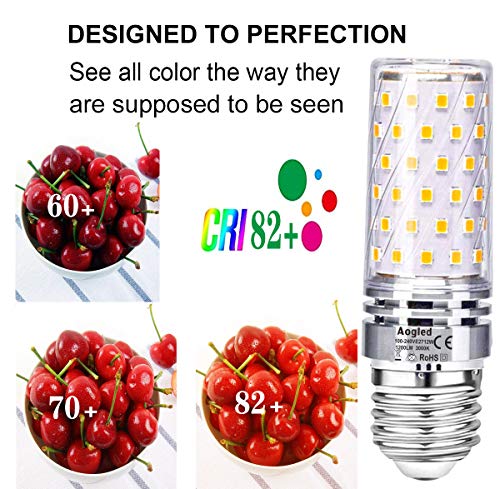 E27 Led Bulb Lamp 12W Aogled,Equivalent to 100W Halogen lamp,Warm White 3000K,1200LM Corn Bulb,Edison Screw Candelabra,Not Dimmable,No Flickering AC85-265V,Pack of 4