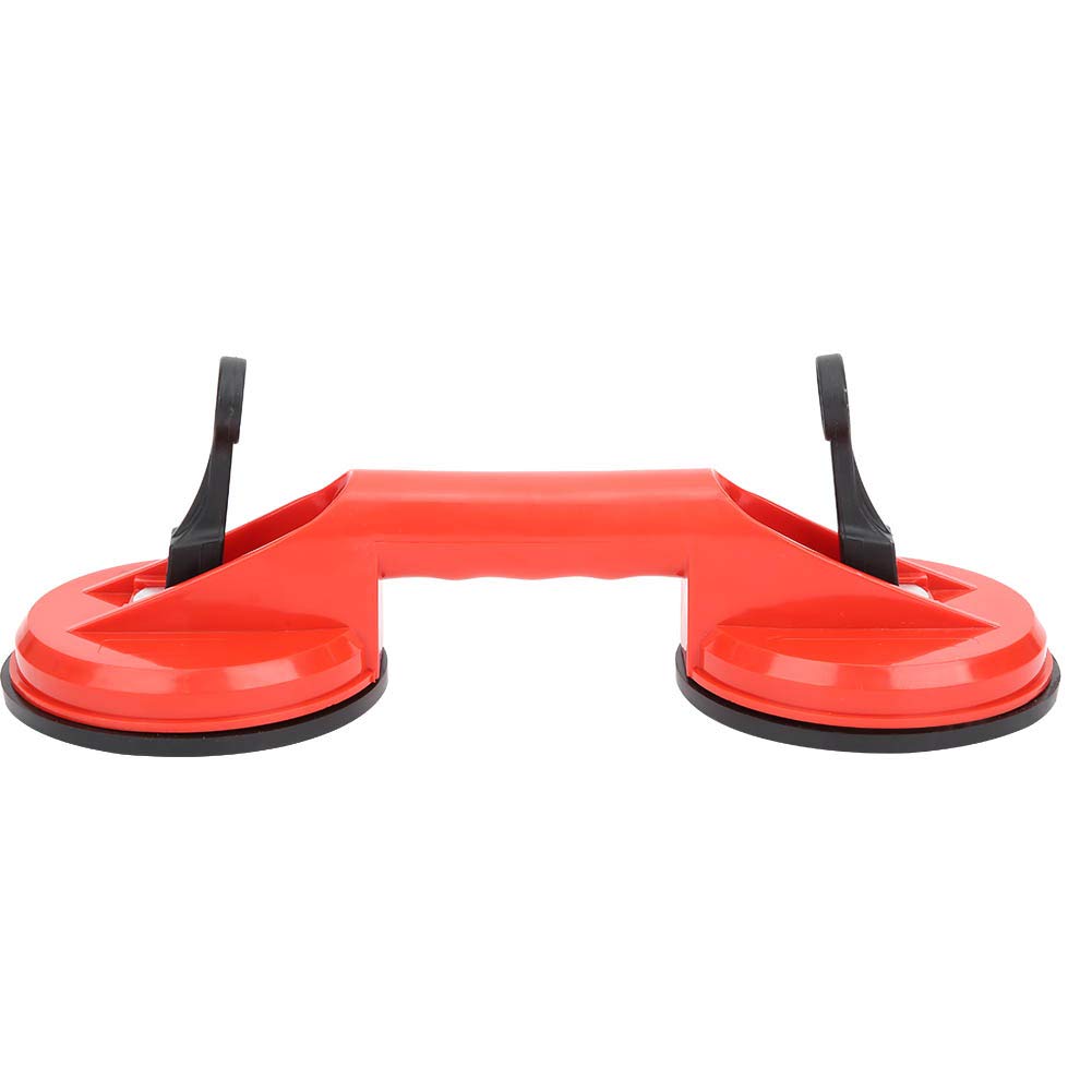 Double Suction Cup with 60kg Capacity,Glass Suction Cup,Glass Puller Tile Floor Extractor two Handle,suitable for mirrors,glass, doors and thin plates(Red)