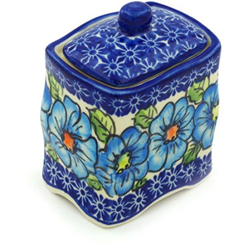Click Here to See More Images Ceramika Bona H0791H Polish Pottery Ceramic Jar with Lid Hand Painted, 4-Inch