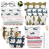 Koogel 10 Packs Canvas Zipper Pencil Bags, 5 Style Pencil Case Pouch Bag Small C
