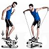 Mini-Stepper LCD Display, Up-Down-Stepper With Power Ropes, Exercise Fitness Twister Home Gym Equipment, Beginners & Advanced Users Gym Exercise Leg Thigh Toner Toning Workout Fitness