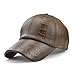 Men Vintage Adjustable Leather Baseball Cap Plain Sports Outdoor Windproof Warm Hat (One, Light Coffee)