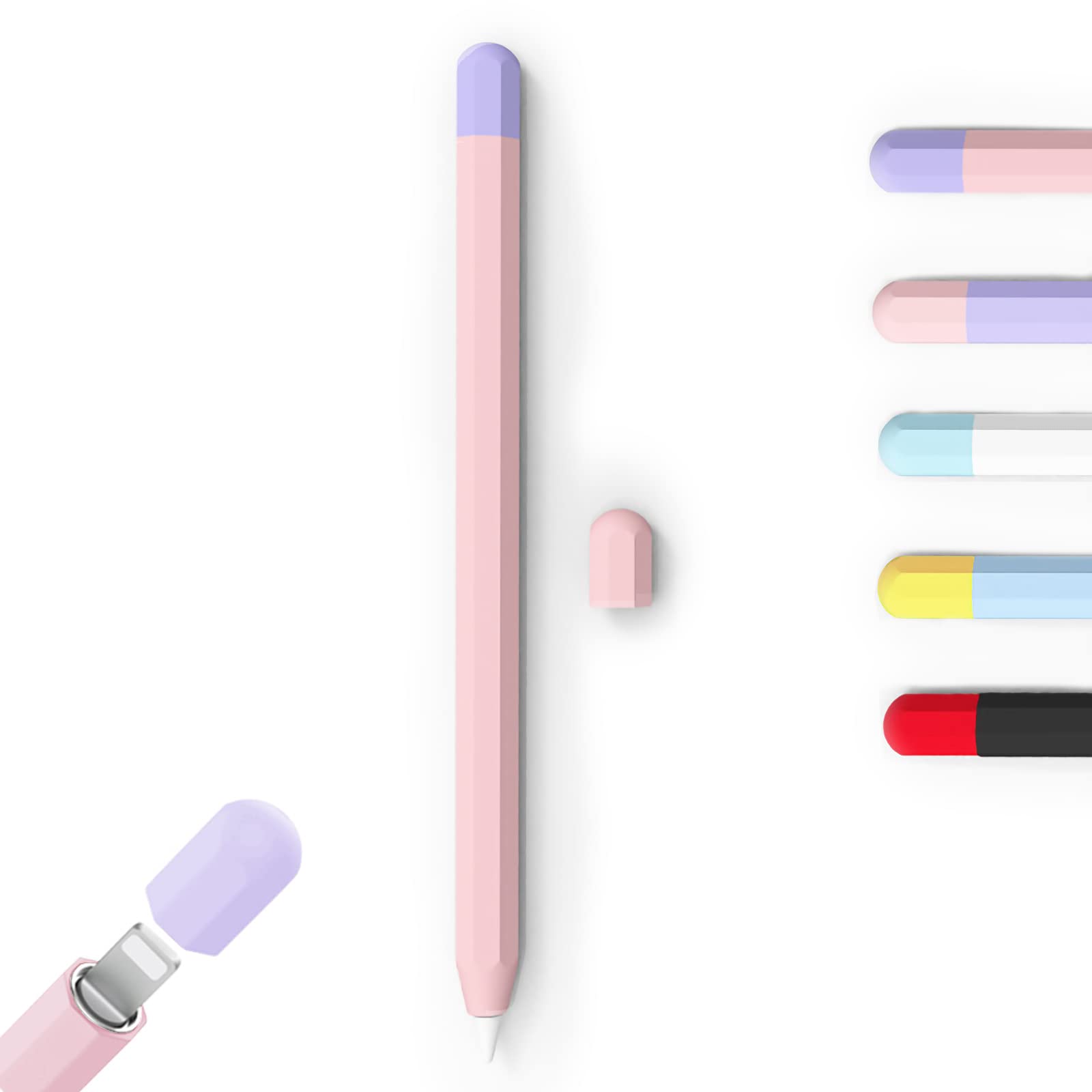 KELIFANG Silicone Case Sleeve Cover Compatible Apple Pencil 1st Generation, Protective Skin Holder Grip and 2 Tip Cap Accessories Compatible Pad Pro 12.9/10.5/9.7 inch, Pink