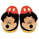 Stompeez Animated Mickey Mouse Plush Slippers - Ultra Soft and Fuzzy - Ears Flap as You Walk - Medium
