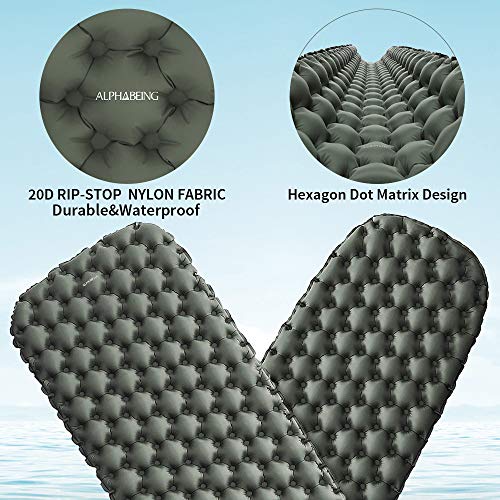 AlphaBeing Camping Sleeping Pad for Backpacking, Hiking, Ultralight Inflatable Air Mattress Waterproof Compact Sleep Mat