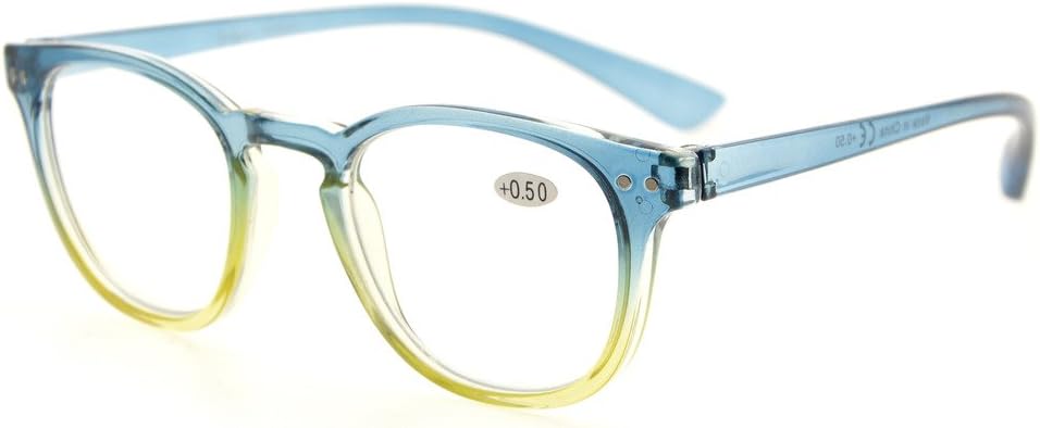 Eyekepper Fashion Readers Womens Reading Glasses (Blue-Yellow Frame, +0.50), Blue/Yellow Frame