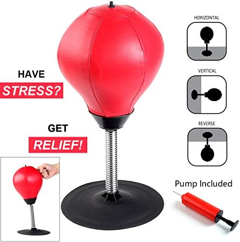 Stress Buster Desktop Punching Ball- 8th team Relieves Stresses Leather Boxing ball Heavy Duty Suction Freestanding Reflex Bag Kit Instant stress relief for adult Focus energy Exercise for kid