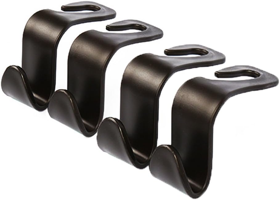 Car Headrest Hook,Universal Car Vehicle Back Seat Headrest Hanger Hook for Bag, Purse, Handbag(Black/4-Pack)