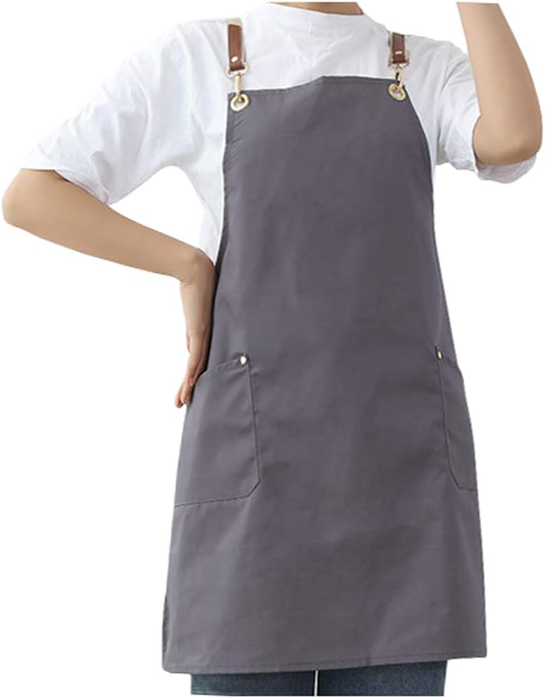 Gray Aprons for Women Baker Waiter Washable Apron for Adults with Pockets 35% Polyester and 65% Cotton, Color 4