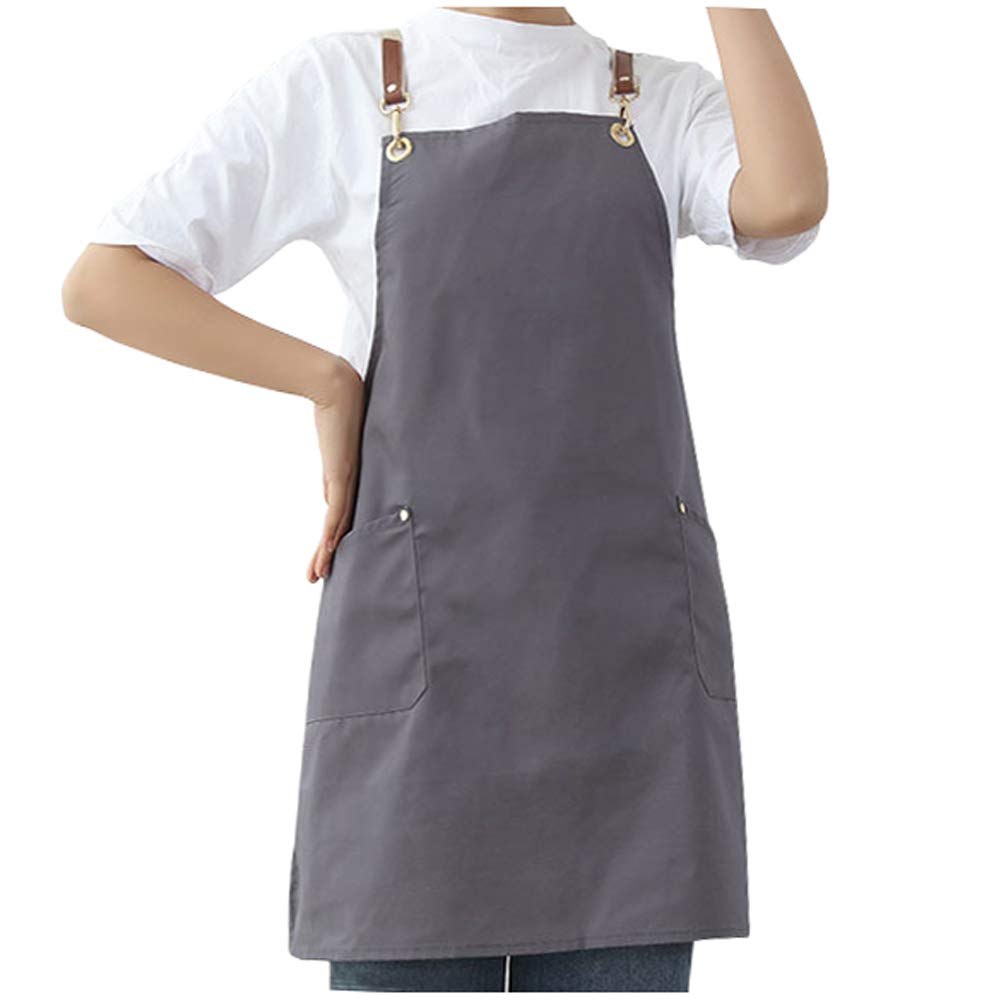 Gray Aprons for Women Baker Waiter Washable Apron for Adults with Pockets 35% Polyester and 65% Cotton