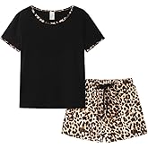 VENTELAN Women's Shorts Pajama Set Short Sleeve Sleepwear Nightwear Pjs with Pocket,S-XXL