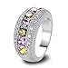 Psiroy 925 Sterling Silver Plated Simulated Peridot Half Eternity Band Ring Size 7