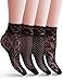 VERO MONTE 4 Pairs Women's Patterned Lace Fishnet Ankle Socks (Black) 41521