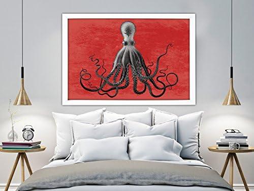 Lord Bodner Octopus Art Print, Nautical Decor, Octopus Art Print, Nautical Poster, Red Octopus Poster, Large Wall Art, Kraken Art Print