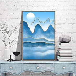 Framed Canvas Wall Art for Living Room, Bedroom Nordic Style Mountains Canvas Prints for Modern Home Decoration Ready to Hang - 16"x24" inches