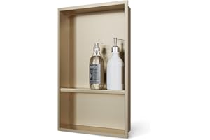 MERRANOX Shower Niche, Stainless Steel Shower Niche, Recessed Niche Shower for Bathroom Storage, No Tiling Required (12''×20''(13×6), Champagne Gold)