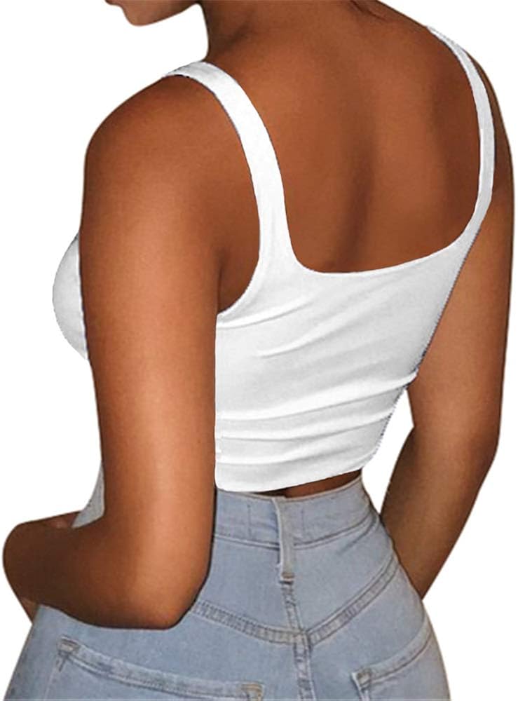 GOBLES Women's Sexy Summer Basic Solid Sleeveless Stretch Crop Tank Top at  Women’s Clothing store