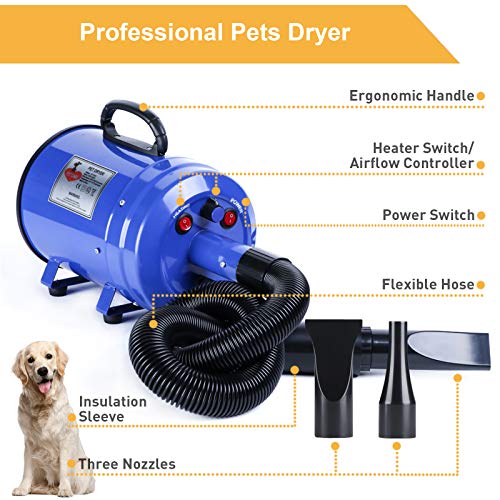 Dog Dryer High Velocity Professional 3.8HP 2800W Stepless Adjustable