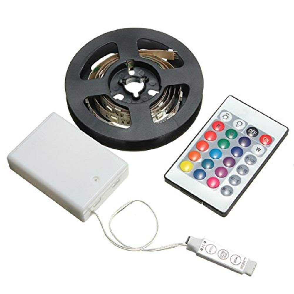 MASUNN Battery Powered RGB Non-Waterproof LED Flexible Tape Rope Strip Light Kit + IR Remote DC5V - 30cm