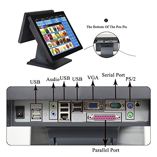 ZHONGJI 15 Inch Point Of Sale Cash Register Sales Bundle (Intel J1800 2.4GHz/64G SSD/4GBRAM) With Cash Box,80mmThermal Printer&Paper,Keyboard and Mouse For Restaurant Bars SMEs (MS-818D)
