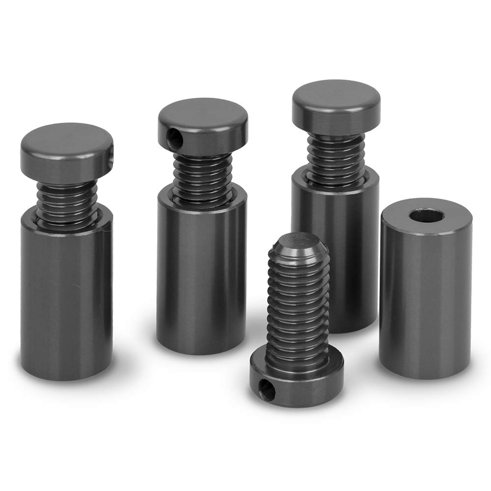 PrecisionGeek - Sign Standoff Wall Mount Advert Fixings Bolts, Glass, Acrylic, Stone Holders for Picture Frames, Store, Office Sign Displays, Aluminium Grey 12mm Dia L=20mm - 4X Barrels 4X Screws