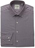 Ben Sherman Men's Skinny Fit Unsolid Texture Spread Collar Dress Shirt, Red/Navy, 16.5