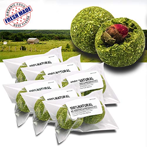 WATFOON Small Pets Chew Toy, Hamsters Snacks Treat with Organic Timothy Grass Teeth Grinding Molar Ball for Rabbit Chinchillas Guinea Pig Squirrel, Good Digestion 12-Count (Rose Sandwich Flavors) - Thumbnail 7