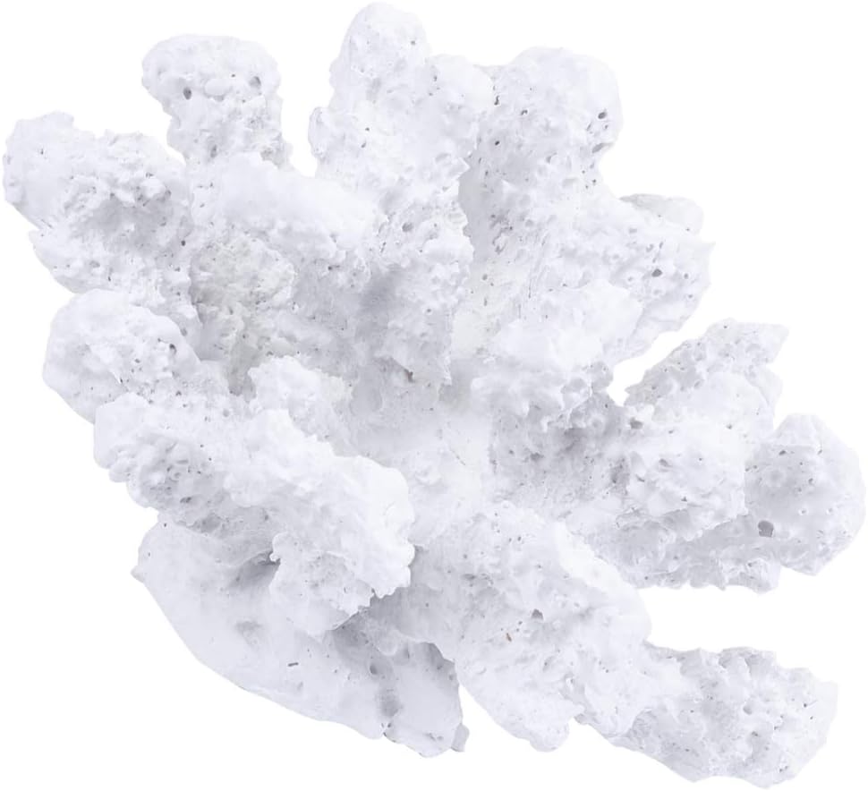 LIOOBO Artificial Coral Plant Aquarium Ornament Plant Fish Tank Decorations Resin Rock Stone Decorative Reef Landscape White - Image 4