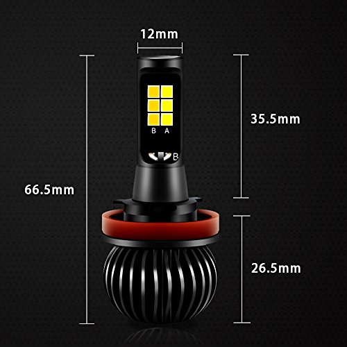 Viesyled H11 H8 H9 LED Fog Light Bulbs Dual Color White Yellow, Super Bright 70W 5000LM 3030SMD Fog Light 6000K White/3000K Yellow Replacment for Vehicle Car DRL Fog Lights - Thumbnail 2